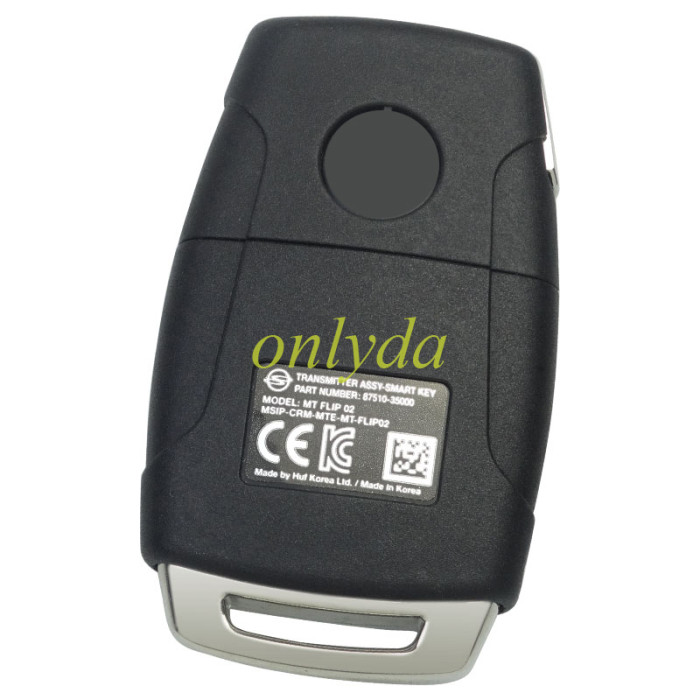 ORIGINAL Key for SsangYong 2+1 button remote key with 433MHZ    PN:87510-35000 Model:MT FLIP 02 MSIP-CRM-MTE-MT-FLIP02 blade cutted 182294D2