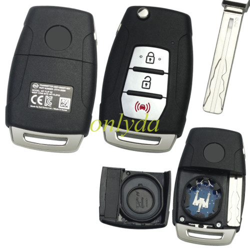 ORIGINAL Key for SsangYong 2+1 button remote key with 433MHZ    PN:87510-35000 Model:MT FLIP 02 MSIP-CRM-MTE-MT-FLIP02 blade cutted 182294D2