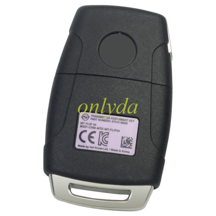 ORIGINAL Key for SsangYong 2+1 button remote key8751036000 with 433MHZ Model:MT FLIP 04 MSIP-CRM-MTE-MT-FLIP03 PN:87510-36000 blade cutted 192103E2