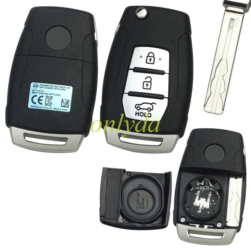 ORIGINAL Key for SsangYong 2+1 button remote key with 433MHZ PN