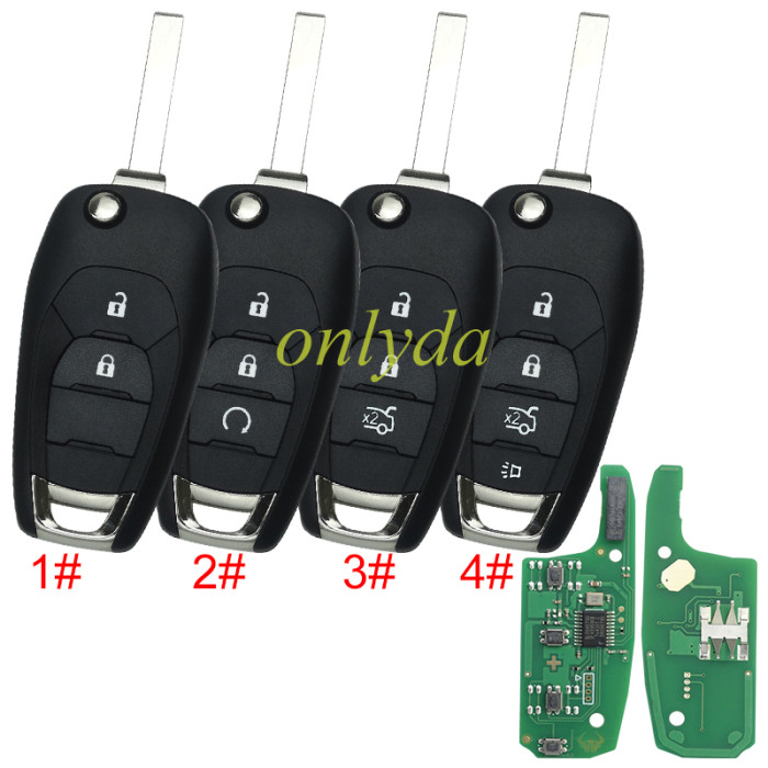 For Chevrolet 2/3/4 button remote key with PCF7941E\PCF7937E1 29XE\D46(HITAG2) chip-434/315mhz, pls choose button  and frequency