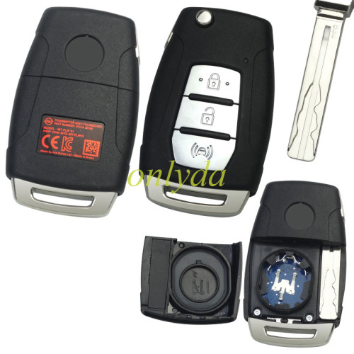 ORIGINAL Key for SsangYong 2+1 button remote key with 433MHZ  CHIP ID70   PN:87510-38100 Model:MT FLIP 01 MSIP-CRM-MTE-MT-FLIP01 blade cutted 197202C4