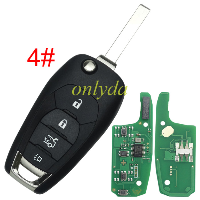 For Chevrolet 2/3/4 button remote key with PCF7941E\PCF7937E1 29XE\D46(HITAG2) chip-434/315mhz, pls choose button  and frequency