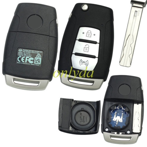 ORIGINAL Key for SsangYong 2+1 button remote key OEM SsangYong Korando ID70 433MHz 8751021100  PN:87510-21100 Model:MT FLIP 01 anatel:2902-14-6511 CMIIT ID :2014DJ4662 blade cutted