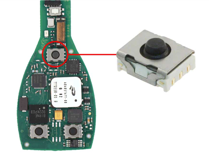 Button Switch For Mercedes FBS4 Original Smart Remote Key， 6.4*5.1*2.45