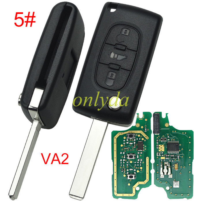 OEM PCB for Citroen CE0536  3 Button Flip  Remote Key with 46 chip PCF7941chip FSK model  with VA2 and HU83 blade, trunk and light button , please choose the key shell original PCB with aftermarket shell