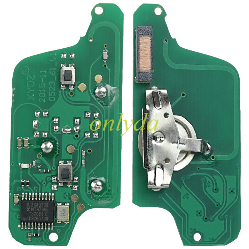 KYDZ Brand Citroen CE0523 2 Button Flip  Remote Key with 434mhz  (battery on PCB) with ASK model  with VA2 and HU83 blade , please choose the key shell with 46 chip