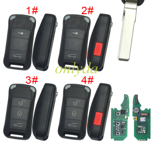 For Porsche keyless remote key with PCF7942(HITAG2) with 315mhz/434mhz  &LED light , please choose frequency and button type