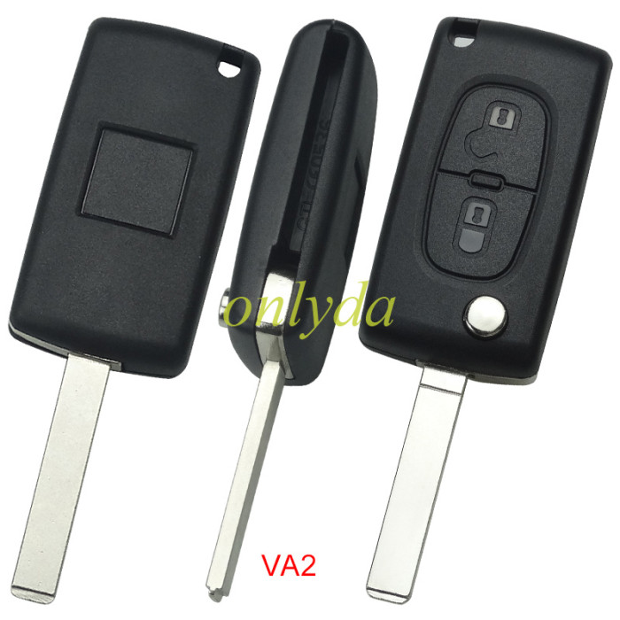 Copy OEM PCB for Peugeot CE0536  2 Button Flip  Remote Key with 46 chip PCF7961 FSK model  with VA2 and HU83 blade , please choose the key shell original PCB with aftermarket shell