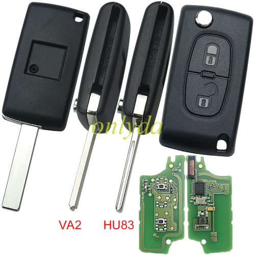 For Citroen CE0536 2 Button Flip  Remote Key with 46 chip PCF7961 chip ASK model  with VA2 / HU83 blade , please choose the key shell