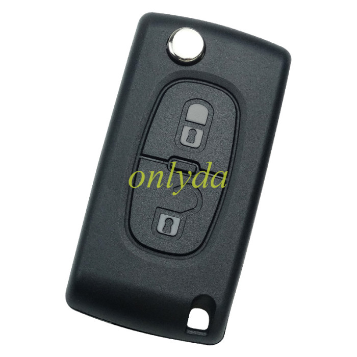 KYDZ Brand Citroen CE0523 2 Button Flip  Remote Key with 434mhz  (battery on PCB) with ASK model  with VA2 and HU83 blade , please choose the key shell with 46 chip