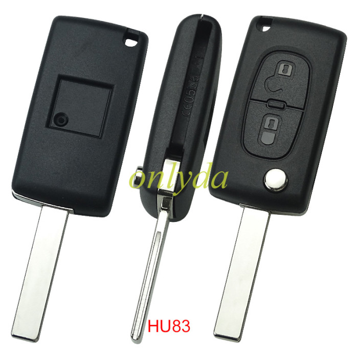 Copy OEM PCB for Peugeot CE0536  2 Button Flip  Remote Key with 46 chip PCF7961 FSK model  with VA2 and HU83 blade , please choose the key shell original PCB with aftermarket shell