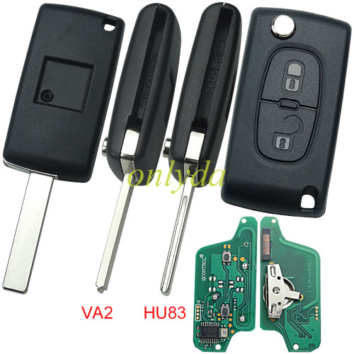 For Citroen 2B Flip Remote Key  433mhz (battery on PCB) FSK model  with 46 chip