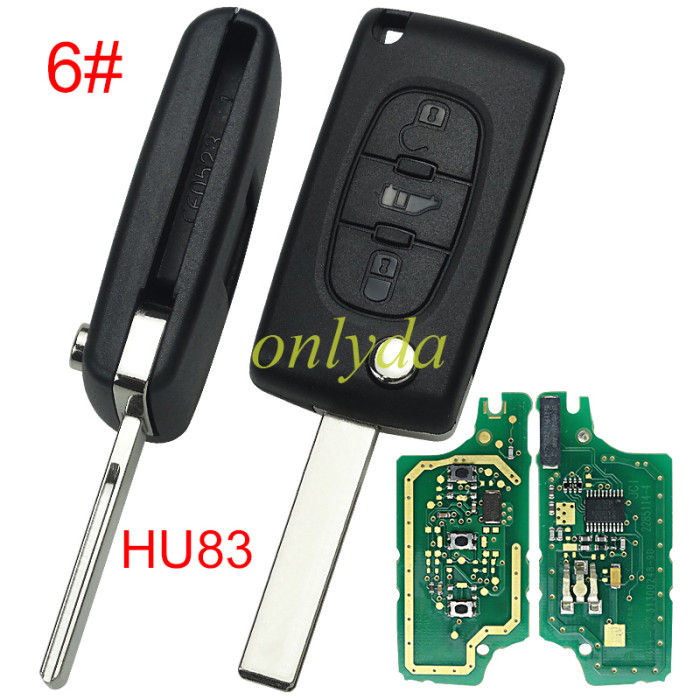 OEM PCB for Citroen CE0536 3 Button Flip  Remote Key with 46 chip PCF7941chip ASK model  with VA2 and HU83 blade, trunk and light button , please choose the key shell original PCB with Aftermarket shell