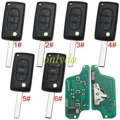For Citroen 3B Flip Remote Key  433mhz (battery on PCB) FSK model  with 46 chip