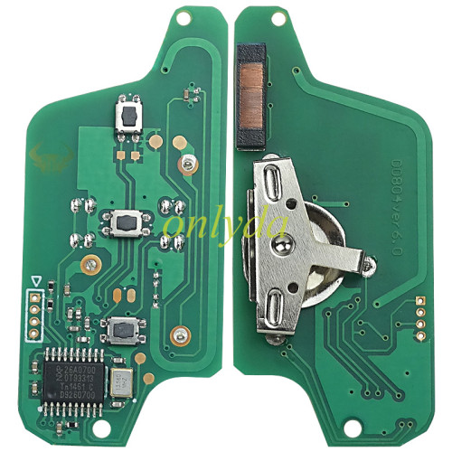 Copy For Peugeot 3B Flip  Remote Key  CE0523 PCF7941 46 chip ASK model battery on the PCB 307/407 blade, Trunk/Light button
