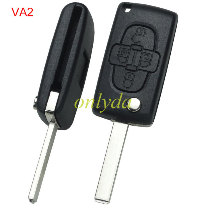 For Citroen 4B Flip Remote Key  433mhz (battery on PCB) FSK model  with 46 chip, pls choose the blade