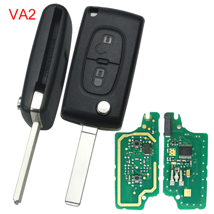 OEM PCB for Citroen CE0536 2 Button Flip  Remote Key with 46 chip ASK model  with VA2 and HU83 blade , please choose the key shell PCF7941chip original PCB with Aftermarket shell