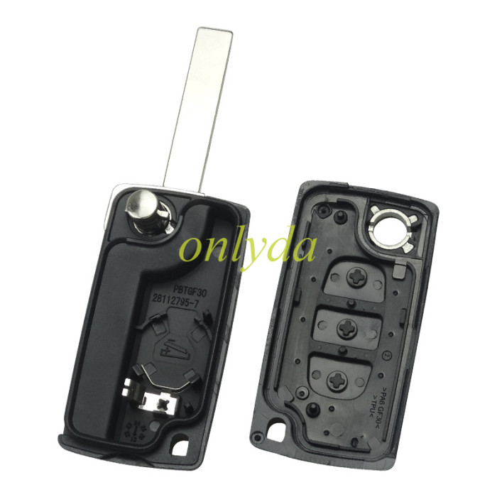 For Citroen CE0536 2 Button Flip  Remote Key with 46 chip PCF7961 FSK model  with VA2 and HU83 blade , please choose the key shell