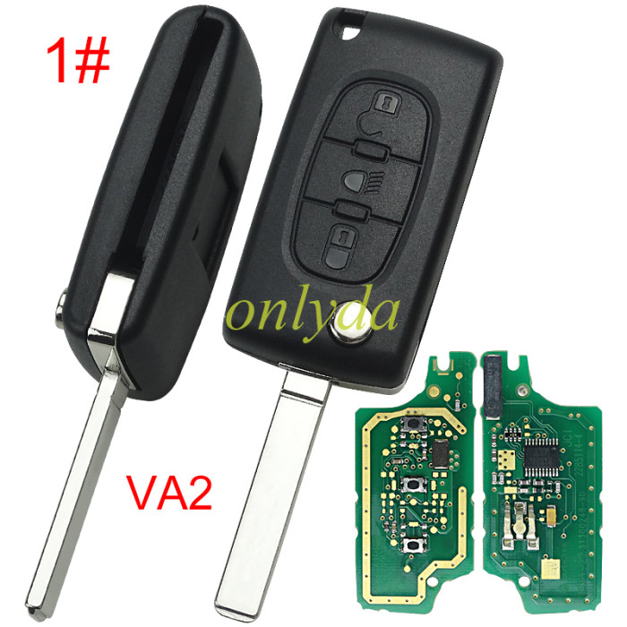 OEM PCB for Citroen CE0536 3 Button Flip  Remote Key with 46 chip PCF7941chip ASK model  with VA2 and HU83 blade, trunk and light button , please choose the key shell original PCB with Aftermarket shell