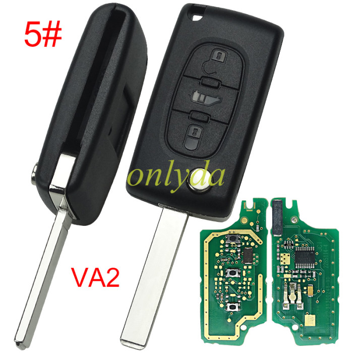 OEM PCB for Citroen CE0536 3 Button Flip  Remote Key with 46 chip PCF7941chip ASK model  with VA2 and HU83 blade, trunk and light button , please choose the key shell original PCB with Aftermarket shell