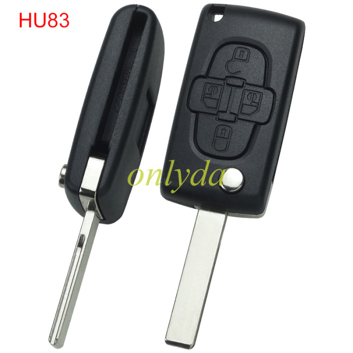 For Citroen 4B Flip Remote Key  433mhz (battery on PCB) FSK model  with 46 chip, pls choose the blade