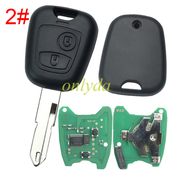 For  Peugeot 2 button remote key with ID46 chip PCF7961chip-434mhz , pls choose blade type