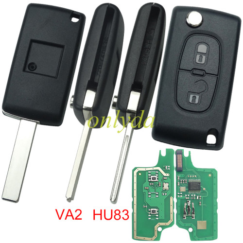 For Citroen CE0536 2 Button Flip  Remote Key with 46 chip PCF7961 FSK model  with VA2 and HU83 blade , please choose the key shell