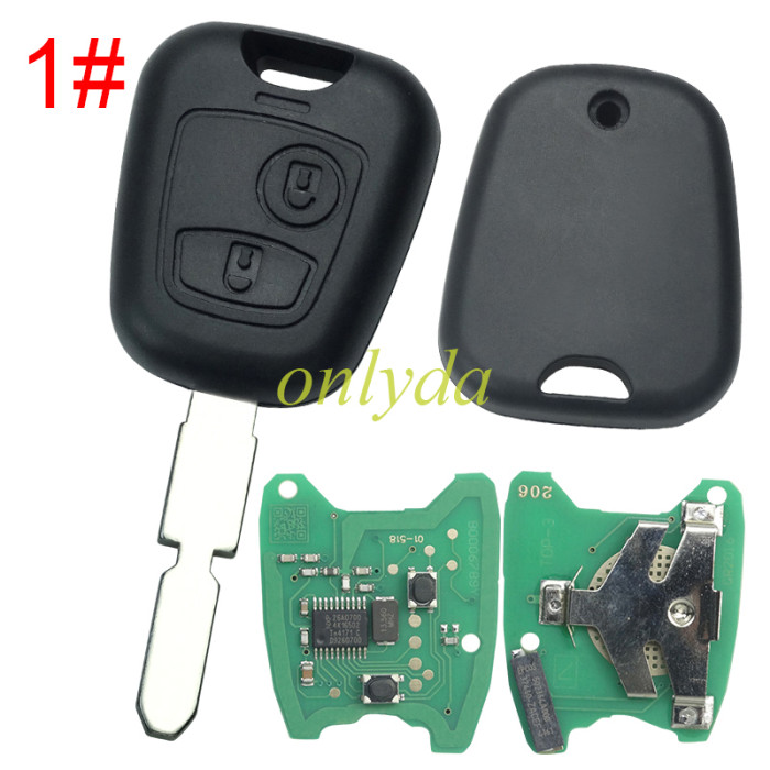 For  Peugeot 2 button remote key with ID46 chip PCF7961chip-434mhz , pls choose blade type