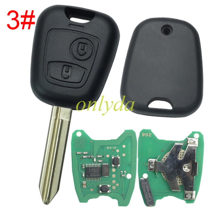 For  Peugeot 2 button remote key with ID46 chip PCF7961chip-434mhz , pls choose blade type