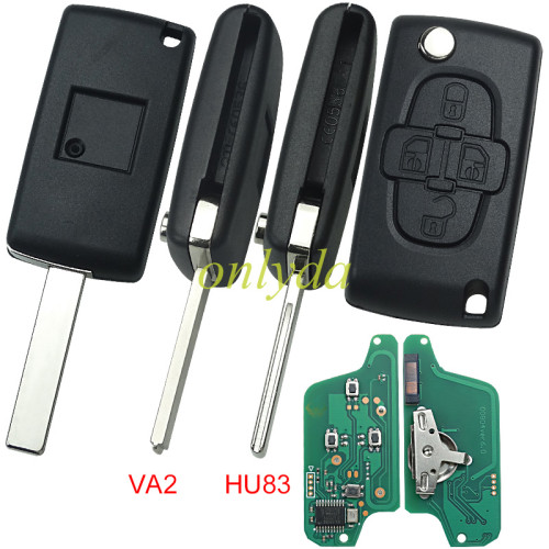 For Citroen 4B Flip  Remote Key CE0523  433mhz  (battery on PCB) with ASK model  PCF7941  46 chip