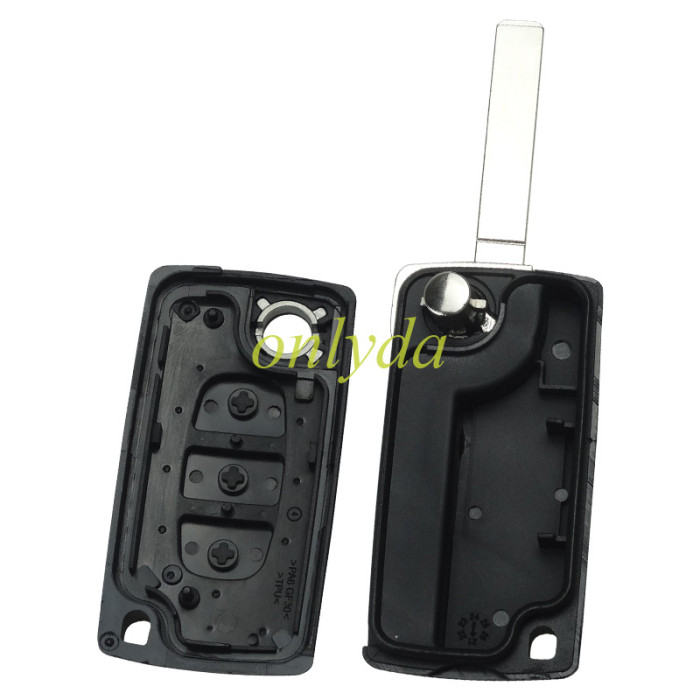 original Citroen 3 Button Flip  Remote Key with 46 chip PCF7941chip ASK model  with VA2 and HU83 blade, trunk and light button , please choose the key shell