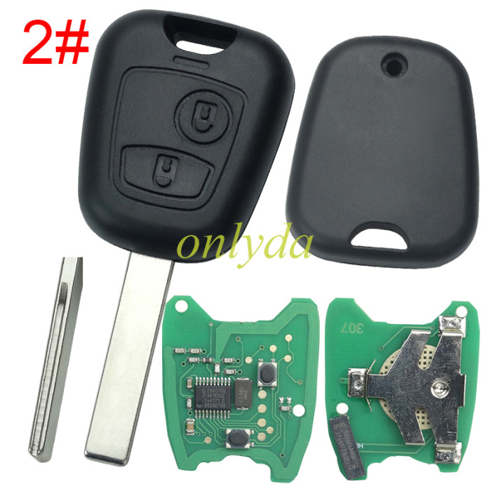 For Peugeot/Citroen 2 button remote key with ID46 chip PCF7961chip-434mhz  , pls choose blade type