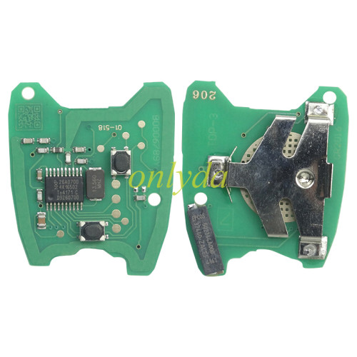 For  Peugeot 2 button remote key with ID46 chip PCF7961chip-434mhz , pls choose blade type