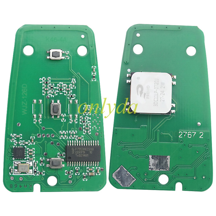For Peugeot Keyless remote key with 4A chip PCF7945M(HITAG AES) , 434mhz, with VA2 blade , pls choose button