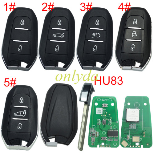 For Citroen smart  Keyless remote key with 434mhz 46 chip PCF7945/7953(HITAG2) chip with HU83 ， pls choose button