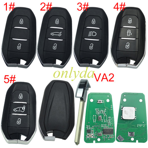 For Citroen Keyless remote key with 4A chip PCF7945M(HITAG AES) , 434mhz, with VA2 blade , pls choose button