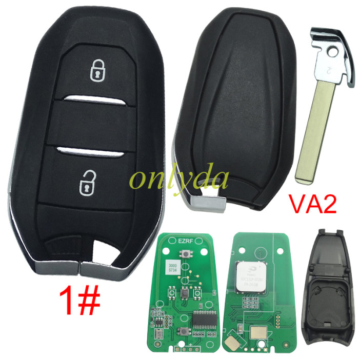 For Peugeot Keyless remote key with 434mhz 46 chip PCF7945/7953(HITAG2) chip with VA2 ， pls choose button 
