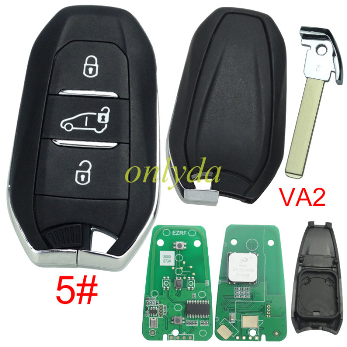 For Peugeot Keyless remote key with 434mhz 46 chip PCF7945/7953(HITAG2) chip with VA2 ， pls choose button 