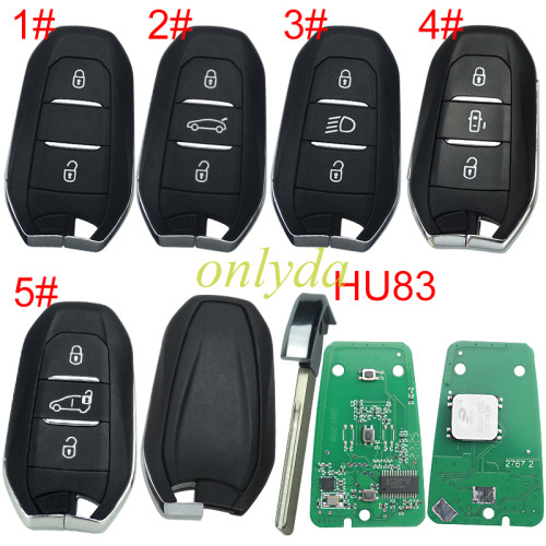 For Citroen Keyless remote key with 4A chip PCF7945M(HITAG AES) , 434mhz, with HU83 blade , pls choose button
