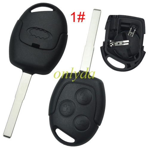 For Ford Mondeo/Focus 3 button  remote key shell (with battery clamp) with badge， pls choose key blade.