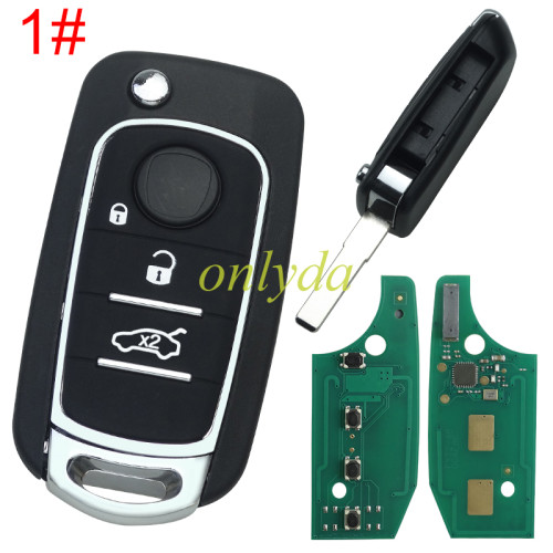 For  2016-2018 Fiat Egea 500X TIPO 3 button flip remote key 434mhz   with electronic MQB 48 chip Megamos AES 48 & SIP22   Model: I6FA,pls choose button