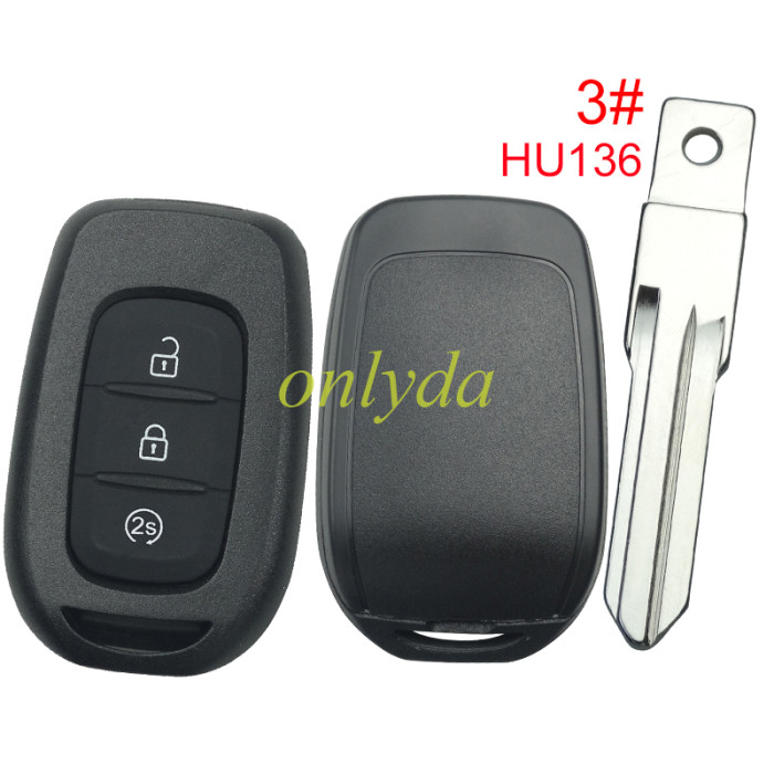 For Renault  3 button remote key blank without badge , pls choose blade