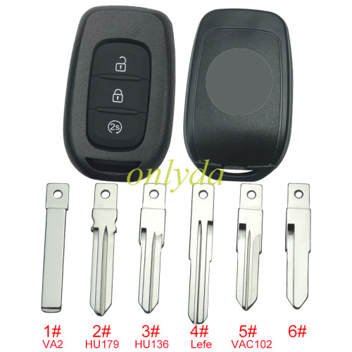 For Renault  3 button remote key blank with badge , pls choose blade