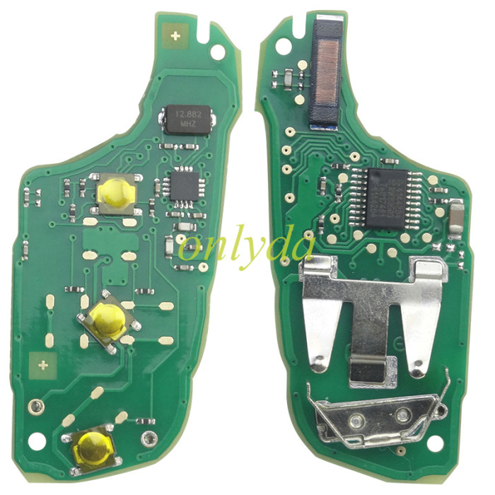 For Peugeot 3 button remote key with 434mhz FSK  with PCF7941 chip original PCB+  Aftermarket shell, pls choose blade type