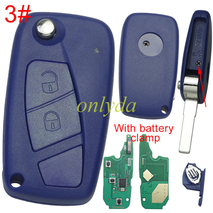 Fiat Delphi BSI 2/3 button remote key With PCF7946AT Chip and 433.92Mhz Transponder: ID46 – PCF7946 Philips Crypto 2 / Hitag2 (black)  As Model:  (Delphi BSI System) Fiat:Fiorino Peugeot:Bipper CITROEN:Nemo, pls choose button