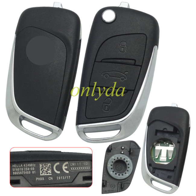 original brand new Citroen 3 button remote key with 434mhz PCF7941 chip FSK model HELLA 434MHZ 5FA010 354-10 9805939580 00 CMIIT ID:20DJ0339