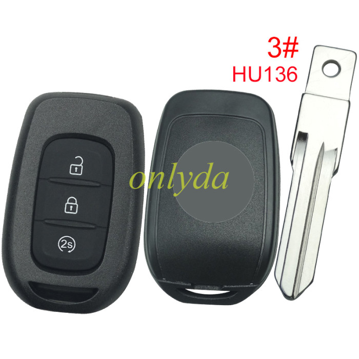 For Renault  3 button remote key blank with badge , pls choose blade