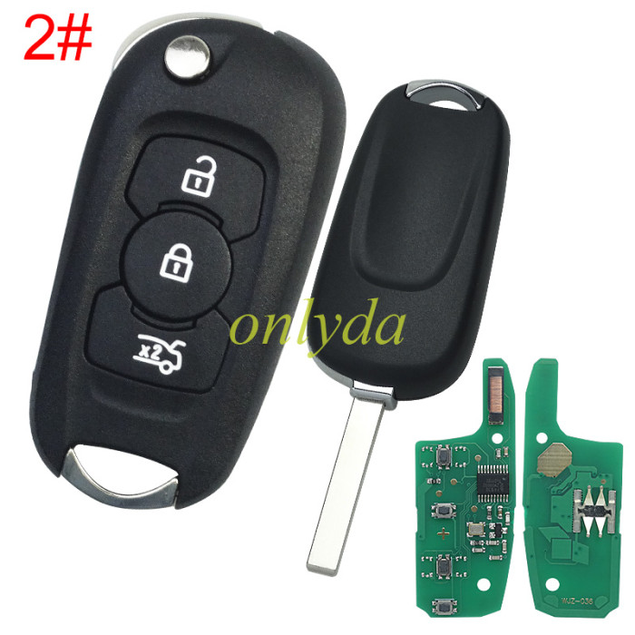 For Opel 3 button flip remote key  with 434mhz with  PCF7937E & PCF7941E HITAG2 46chip  use for Opel/VAUXALL Astra K 2015-2017, pls choose button