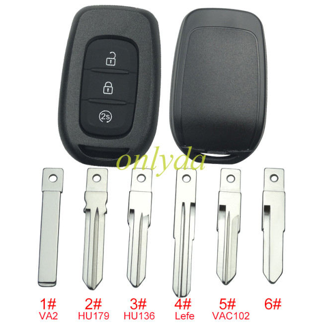 For Renault 3 button remote key blank without badge , pls choose blade
